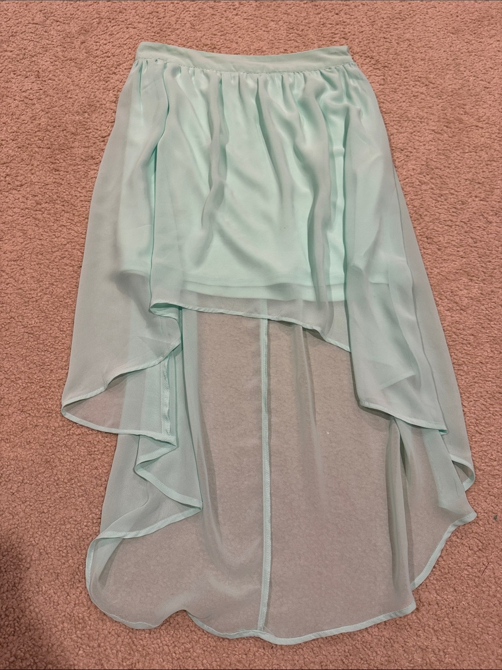*Chiffon High-Low Skirt in Mint Green